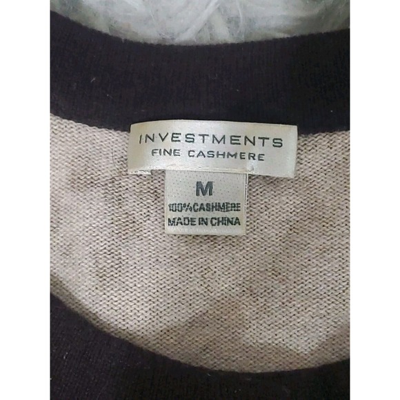 Investments Fine Cashmere Med Hidden Buttons Brown Leopard Cardigan Sweater - Picture 11 of 11